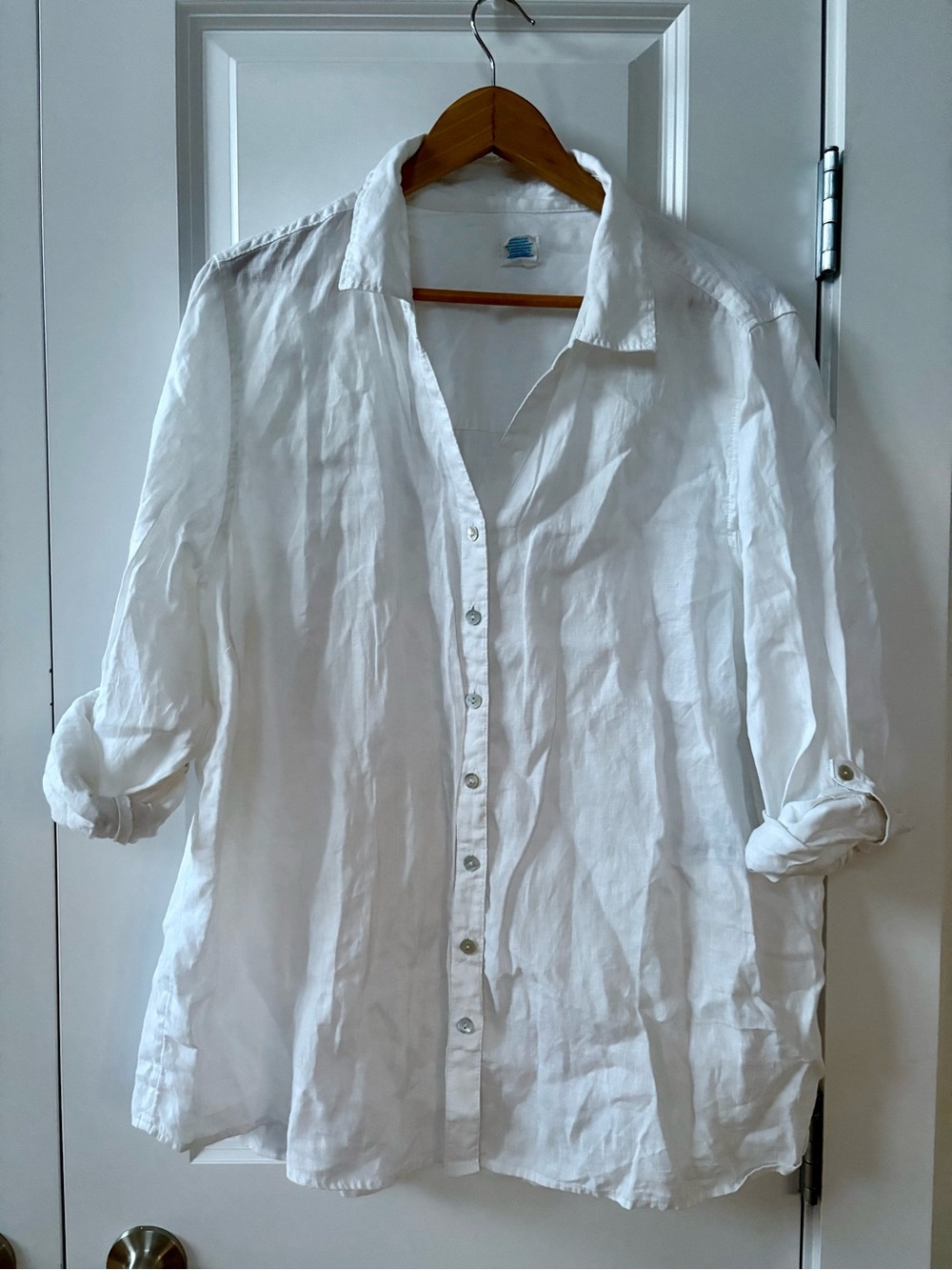 Sigrid Olsen Classic White 100% Linen Button-Up Shirt Womenโs 2X